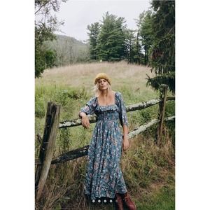 Free People’s Oasis Midi Printed dress, green combo, xs